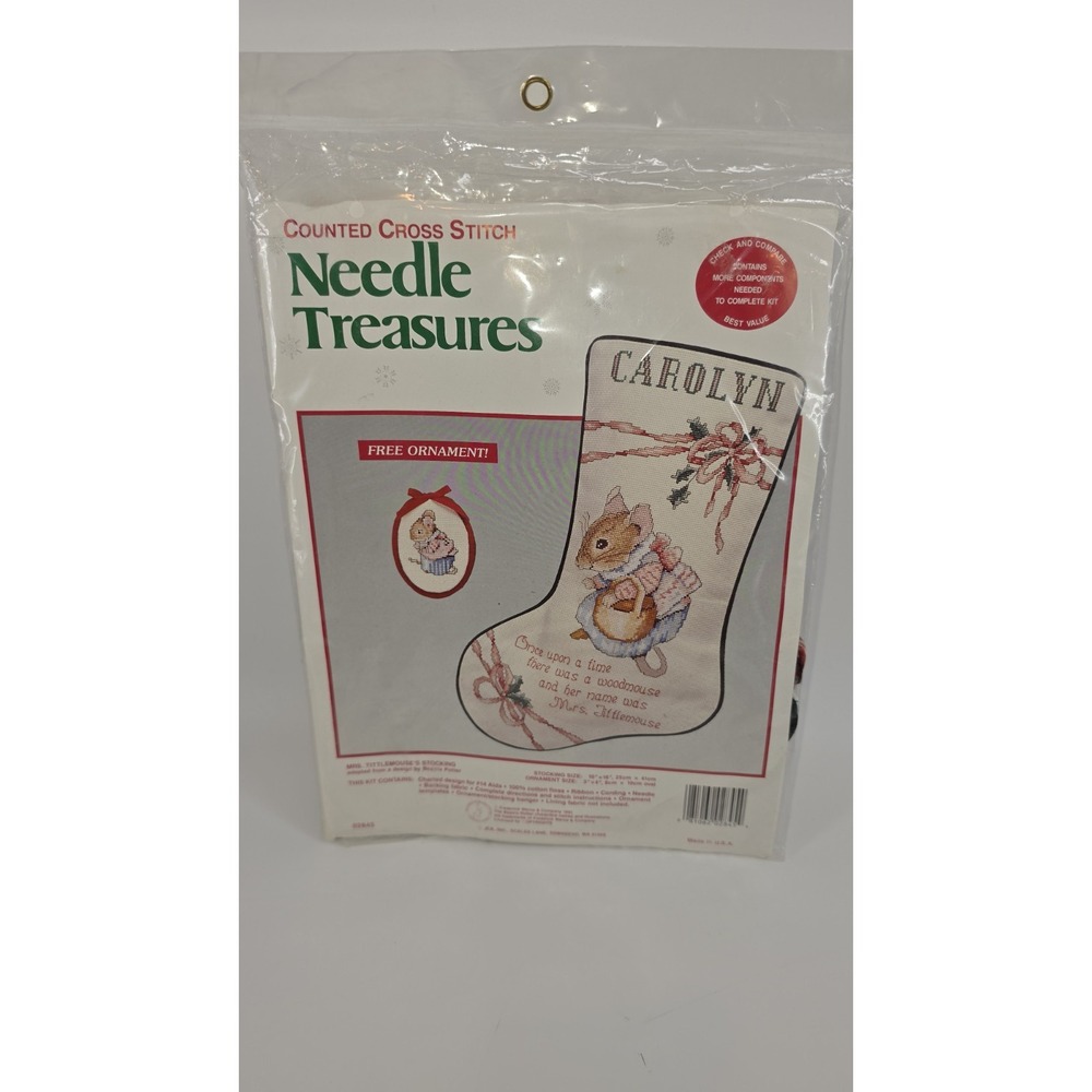 Mrs. Tittlemouse's Stocking Beatrix Potter Counted Cross Stitch Kit + Ornament